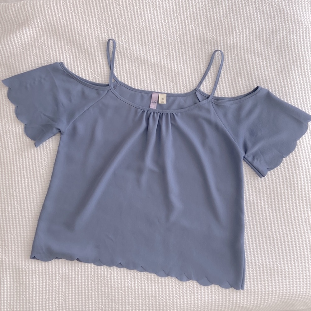 AYLA | Cold Shoulder Scalloped Top